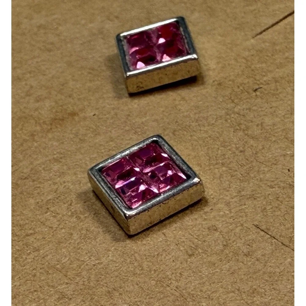 Brighton‎ Spectrum Mini Post Earrings Pink Crystal Square Stud Earrings